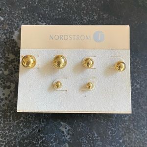 [Nordstrom] 3 Pairs of Gold Sphere Earrings